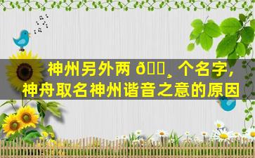神州另外两 🌸 个名字,神舟取名神州谐音之意的原因